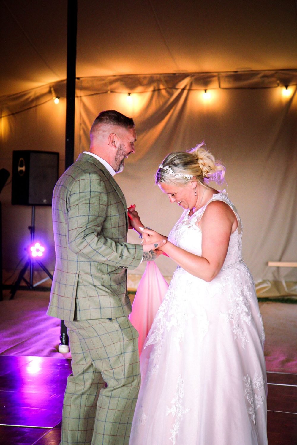 First dance under festoon lights in the tipi